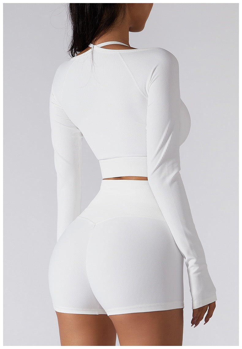 Nahtloses Sport-Set | Figurbetont & Atmungsaktiv | Crop-Top & Shorts
